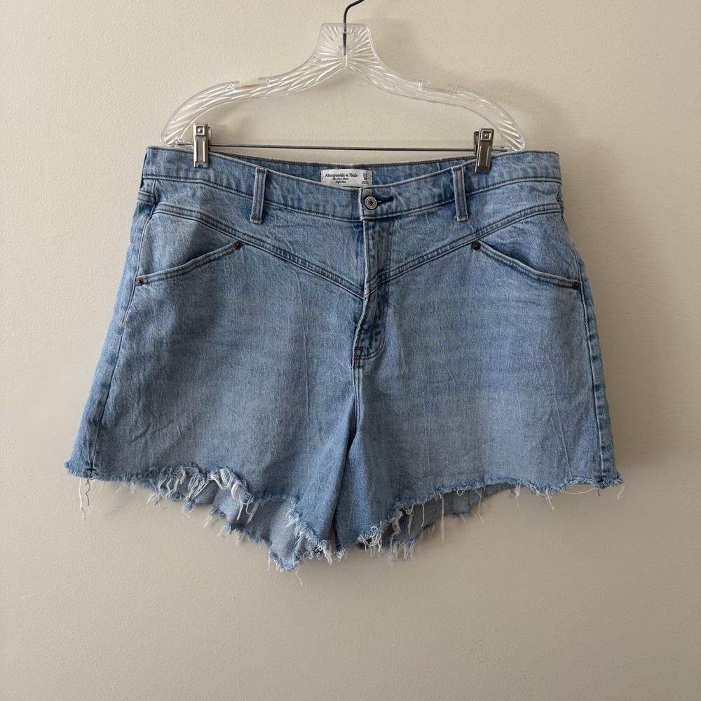 Abercrombie & Fitch Curve Love Women's High Rise Jean Cut Off Dad Shorts 34 / 18